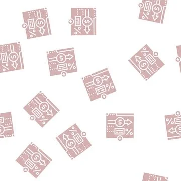 Commission money glyph seamless pattern Stock Illustration