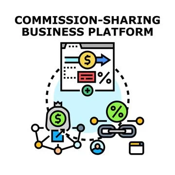 Commission sharing business platform generating online income Stock Illustration