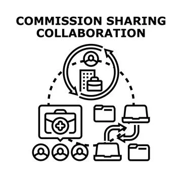 Commission sharing collaboration concept with business icons Stock Illustration
