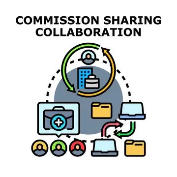 Commission sharing collaboration concept with business icons Stock Illustration