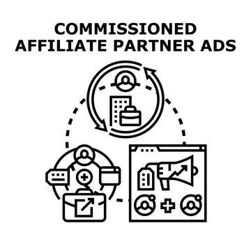 Commissioned affiliate partner ads strategy developing business 스톡 일러스트