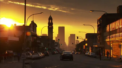 Commissioner Street at sunset Stock Footage 30477585