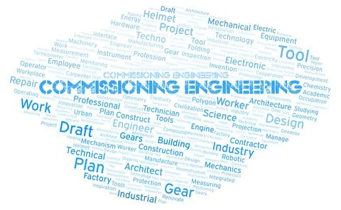 Commissioning Engineering typography word cloud create with the text only イラスト素材