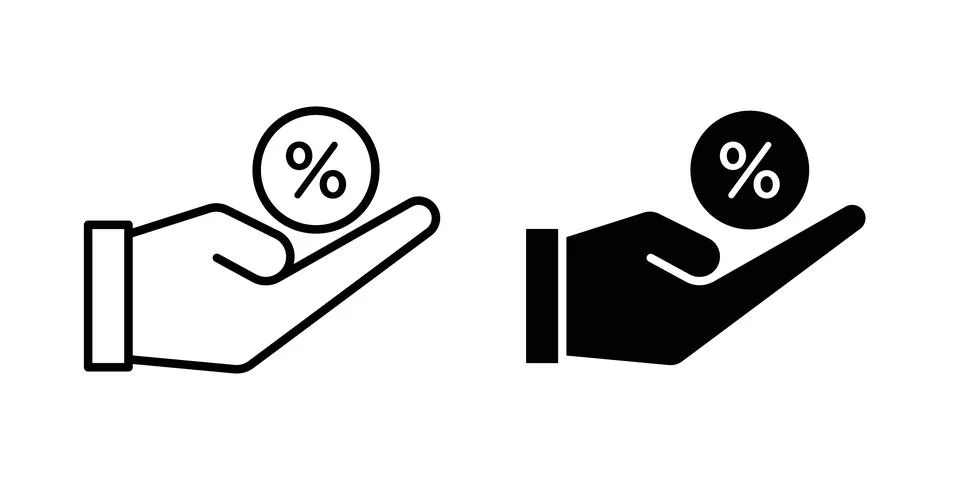 Commissions icon thin line and clipart style vector set Stock Illustration