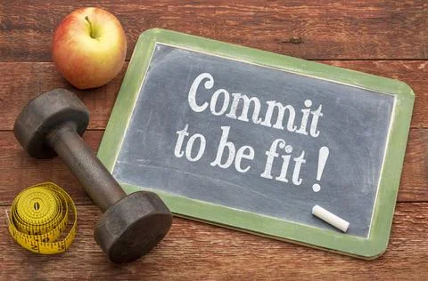  Commit to be fit - concept on blackboard Commit to be fit concept - slate... Stock Photos