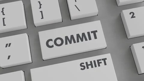 COMMIT BUTTON PRESSING ON KEYBOARD Stock Footage 256878599