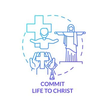 Commit life to Christ blue gradient concept icon Stock Illustration