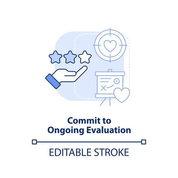 Commit to ongoing evaluation light blue concept icon Stock Illustration