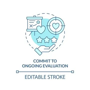 Commit to ongoing evaluation turquoise concept icon Stock Illustration