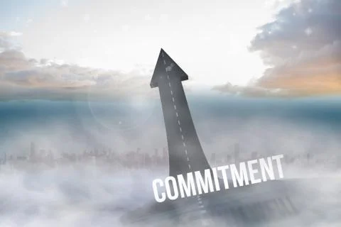 Commitment against road turning into arrow Stock Illustration