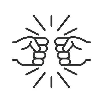 Commitment and fist bump gesture icon in line design Stock Illustration