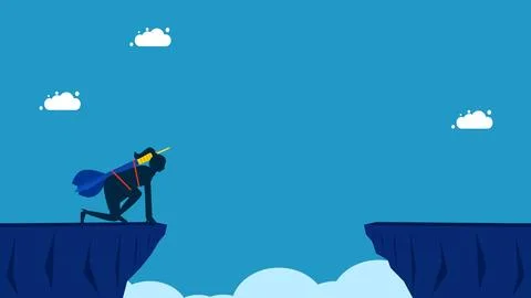 Commitment and ready to overcome obstacles. woman ready to take risks for goa Stockillustratie