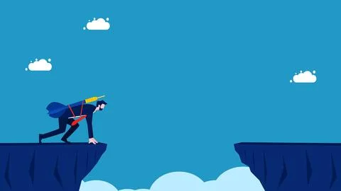 Commitment and ready to overcome obstacles. Businessman ready to take risks f イラスト素材