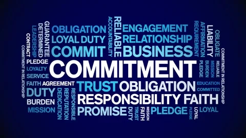 Commitment animated word cloud,animation tag kinetic typography seamless loop. Stock Footage 292976454