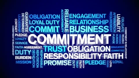 Commitment animated word cloud,animation tag kinetic typography seamless loop. Stock Footage 292976641
