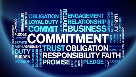 Commitment animated word cloud,animation tag kinetic typography seamless loop. Stock Footage 292976936
