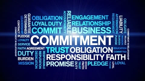 Commitment animated word cloud,animation tag kinetic typography seamless loop. Stock Footage 292977279