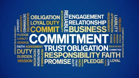 Commitment animated word cloud,animation tag kinetic typography seamless loop. Stock Footage 292978022