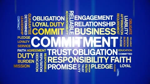 Commitment animated word cloud,animation tag kinetic typography seamless loop. Stock Footage 292978538