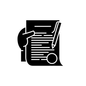 Commitment black icon, vector sign on isolated background. Commitment concept Illustrazione stock