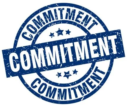 Commitment blue round grunge stamp 스톡 일러스트