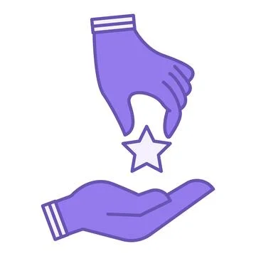 Commitment Color Icon. Vector Icon of One Hand Passing a Star to Another. K.. Stock Illustration
