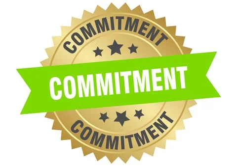 Commitment. commitment round green and gold label isolated on transparent b.. イラスト素材
