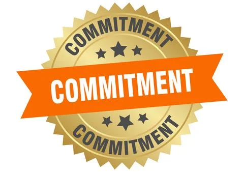 Commitment. commitment round orange and gold label isolated on transparent .. 스톡 일러스트