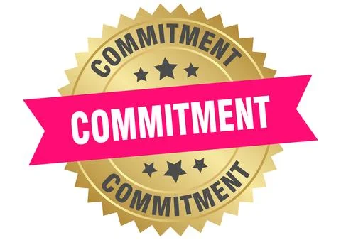 Commitment. commitment round pink and gold label isolated on transparent ba.. 스톡 일러스트