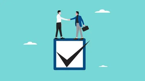 Commitment, cooperation agreement to complete the project, promise or agree.. Stock Illustration