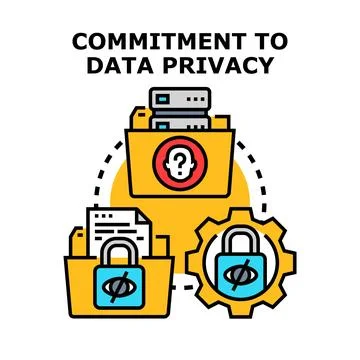 Commitment to data privacy protecting information security Stock Illustration