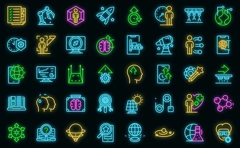 Commitment to innovation icons set outline vector. Passion trust vector neon 스톡 일러스트