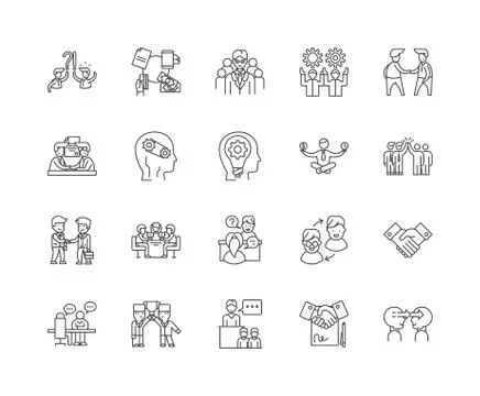 Commitment line icons, signs, vector set, outline illustration concept Stock Illustration