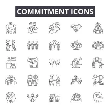 Commitment line icons for web and mobile design. Editable stroke signs Stock Illustration
