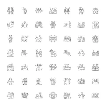 Commitment linear icons, signs, symbols vector line illustration set 스톡 일러스트
