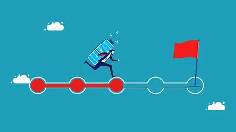 The commitment of the mission. businessman with full energy runs on a progres Stock Illustration
