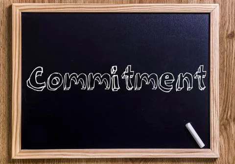Commitment - New chalkboard with 3D outlined text Stock Photos
