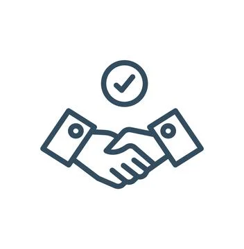 Commitment or handshake with tick icon for web, mobile and infographics. Vect Stock Illustration