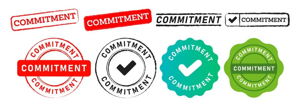 Commitment rectangle and circle stamp seal badge sign for commit Stock Illustration
