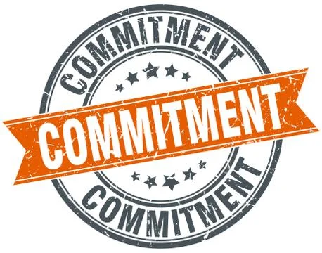 Commitment round grunge ribbon stamp 스톡 일러스트