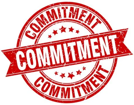 Commitment round grunge ribbon stamp 스톡 일러스트