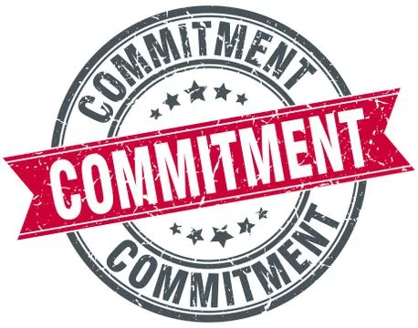 Commitment round grunge ribbon stamp 스톡 일러스트