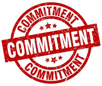 Commitment round red grunge stamp 스톡 일러스트