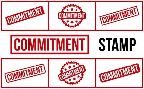 Commitment rubber grunge stamp set vector Stock Illustration