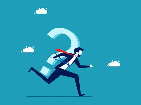Commitment to solving business problems. businessman with a question mark run イラスト素材