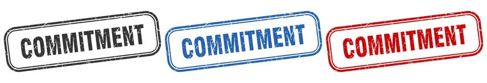 Commitment square isolated sign set. commitment stamp Stock Illustration