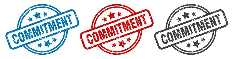 Commitment stamp. commitment round isolated sign. commitment label set Stock Illustration