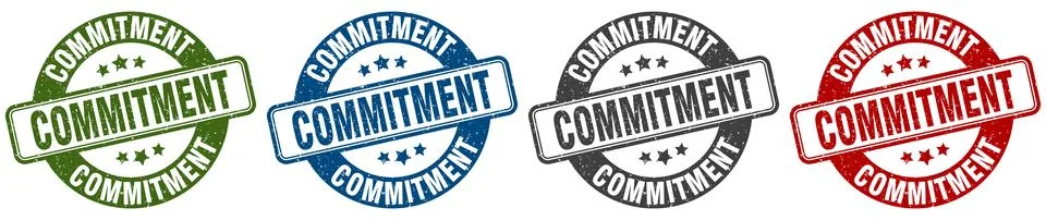 Commitment stamp. commitment round stamp set isolated on white background Stock Illustration