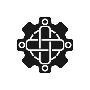 Commitment Teamwork Together Business Black Logo Illustration Vector Illustrazione stock