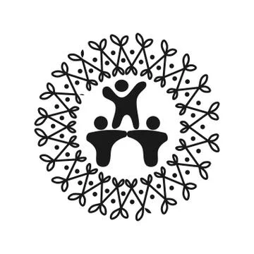 Commitment Teamwork Together Business Black Logo Illustration Vector Illustrazione stock